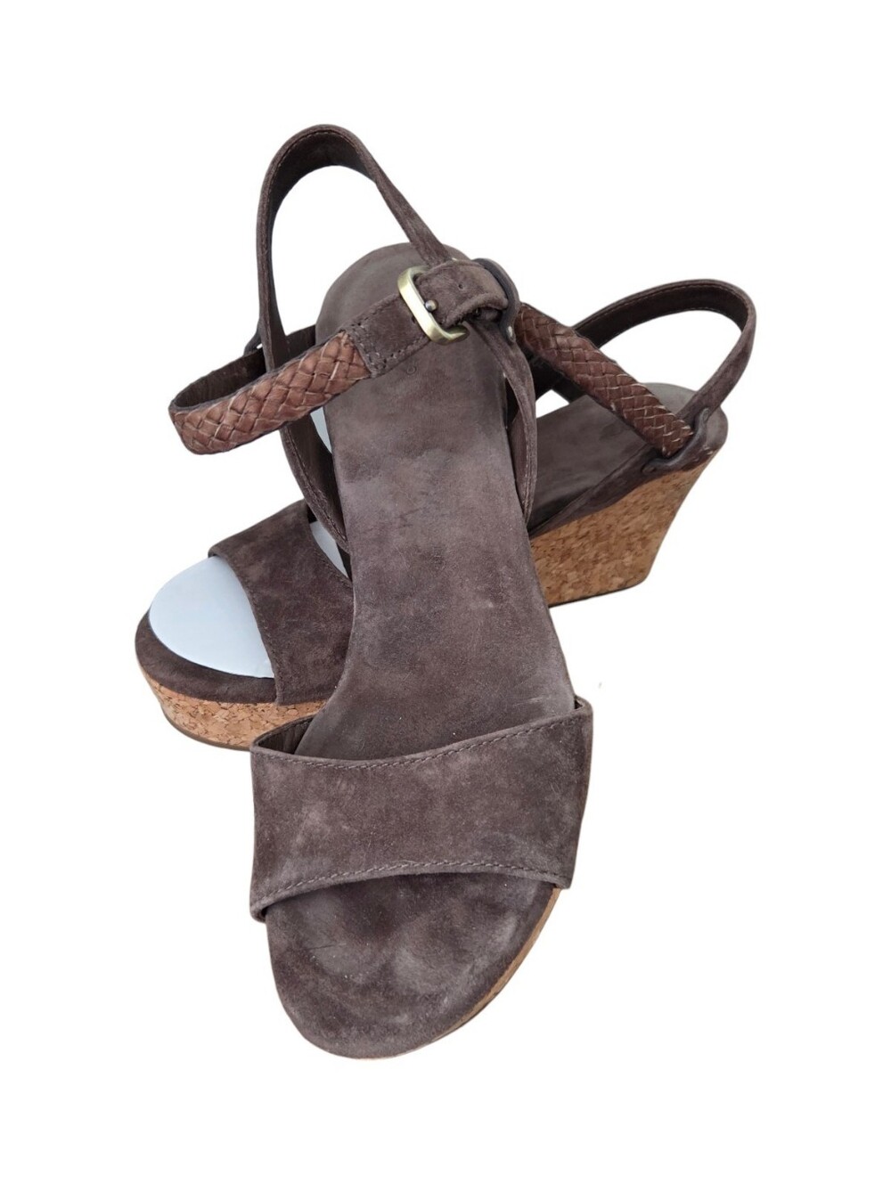 UGG Australia D'ALESSIO Platform Wedge Sandals Brown Suede Shoes 7.5 NWT